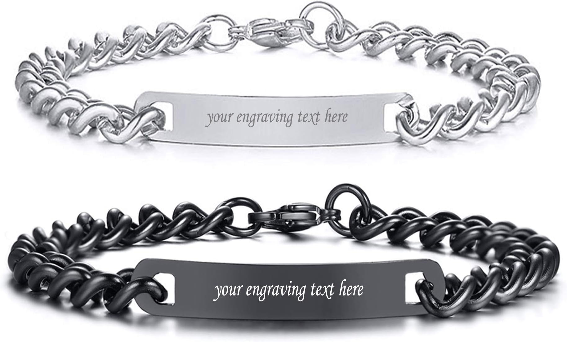 VNOXCustomizable Bracelets Link Bracelets Personalized Engraved Couple Bracelets BFF Brother Sisters Bracelets Family Bracelets