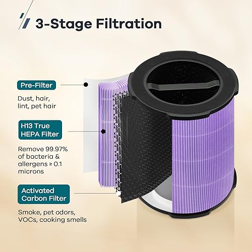 Miniatura 4 de WELOV P200S - Filtro absorbente de toxinas 2 paquetes, 3 en 1 H13 True HEPA y filtro de carbón activado de alta eficiencia para formaldehído,