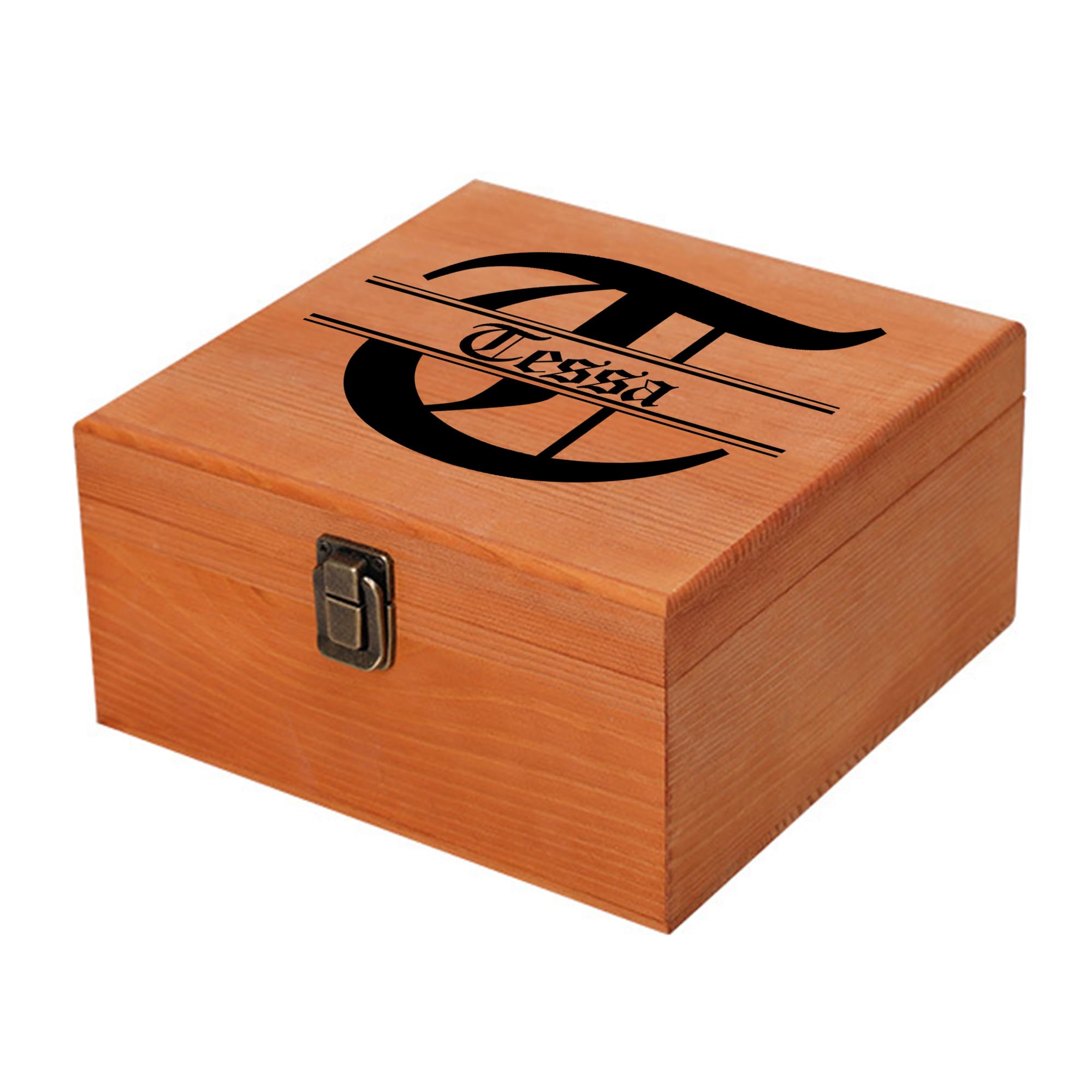 Cooayyaooc Personalized Keepsake Memory Box Custom Name Wooden Decorative Storage Box with Lids, Christmas Gift Box for Women Men Customized Gifts for