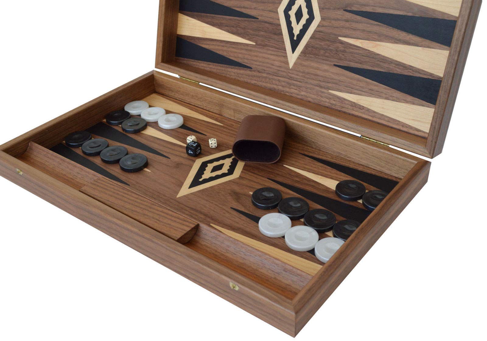 Manopoulos Walnut Backgammon Set - Hand Made in Greece