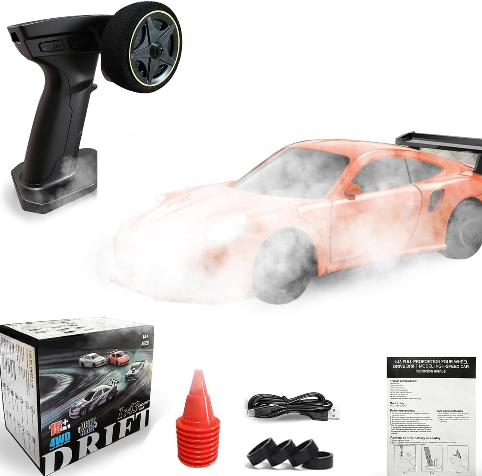 1/43 Mini RC Drift Car with Gyroscope, 2.4GHz 4WD Full Proportional High Speed Micro Hobby RC Cars with Lights Racing Tires, Fast Small Remote Control Car, Toy Model Gift for Adults Kids Boys Girls