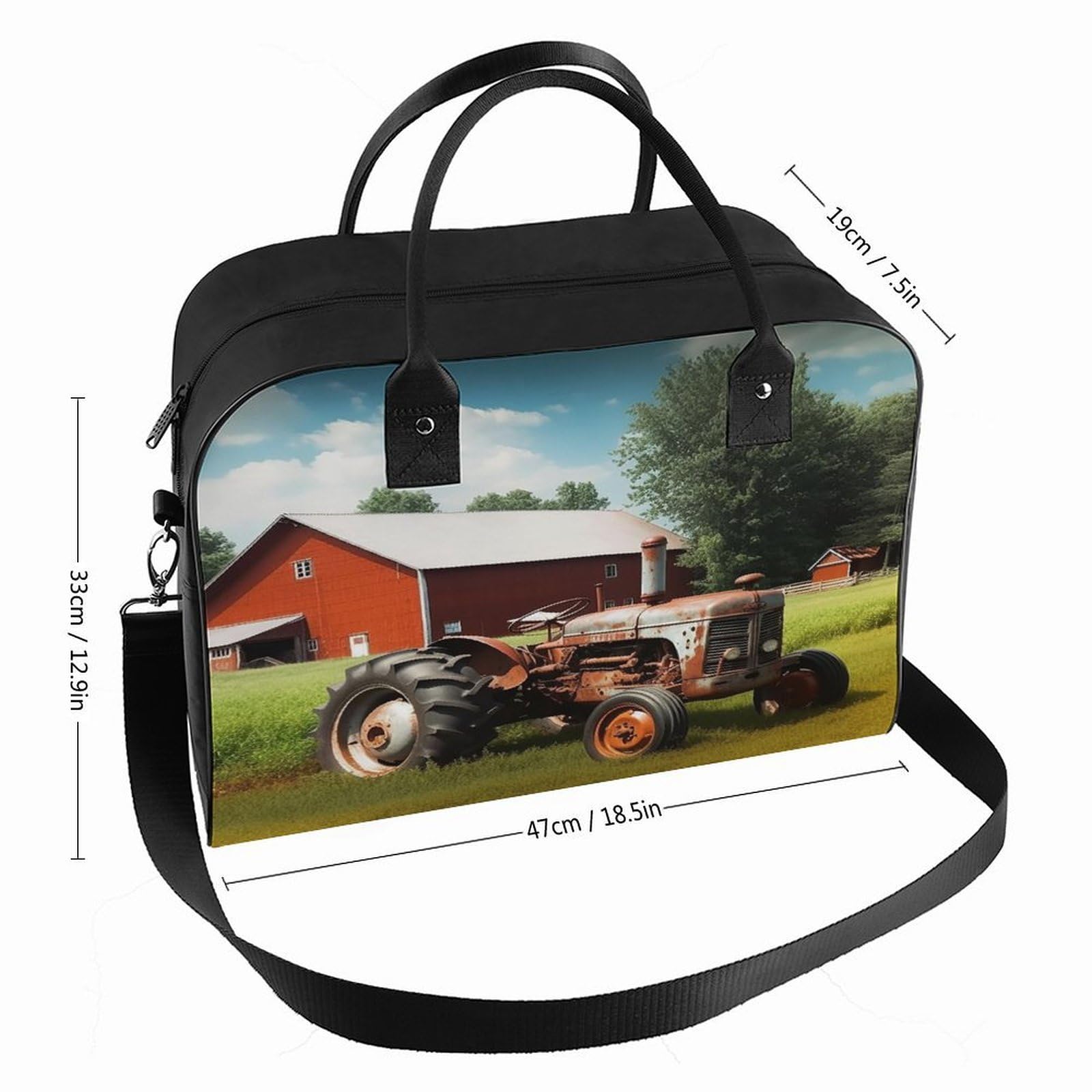Company Farm Tractor Laptop Tote Bag Casual Travel Handbag Multi Pocket Shoulder Bags for Work Travel