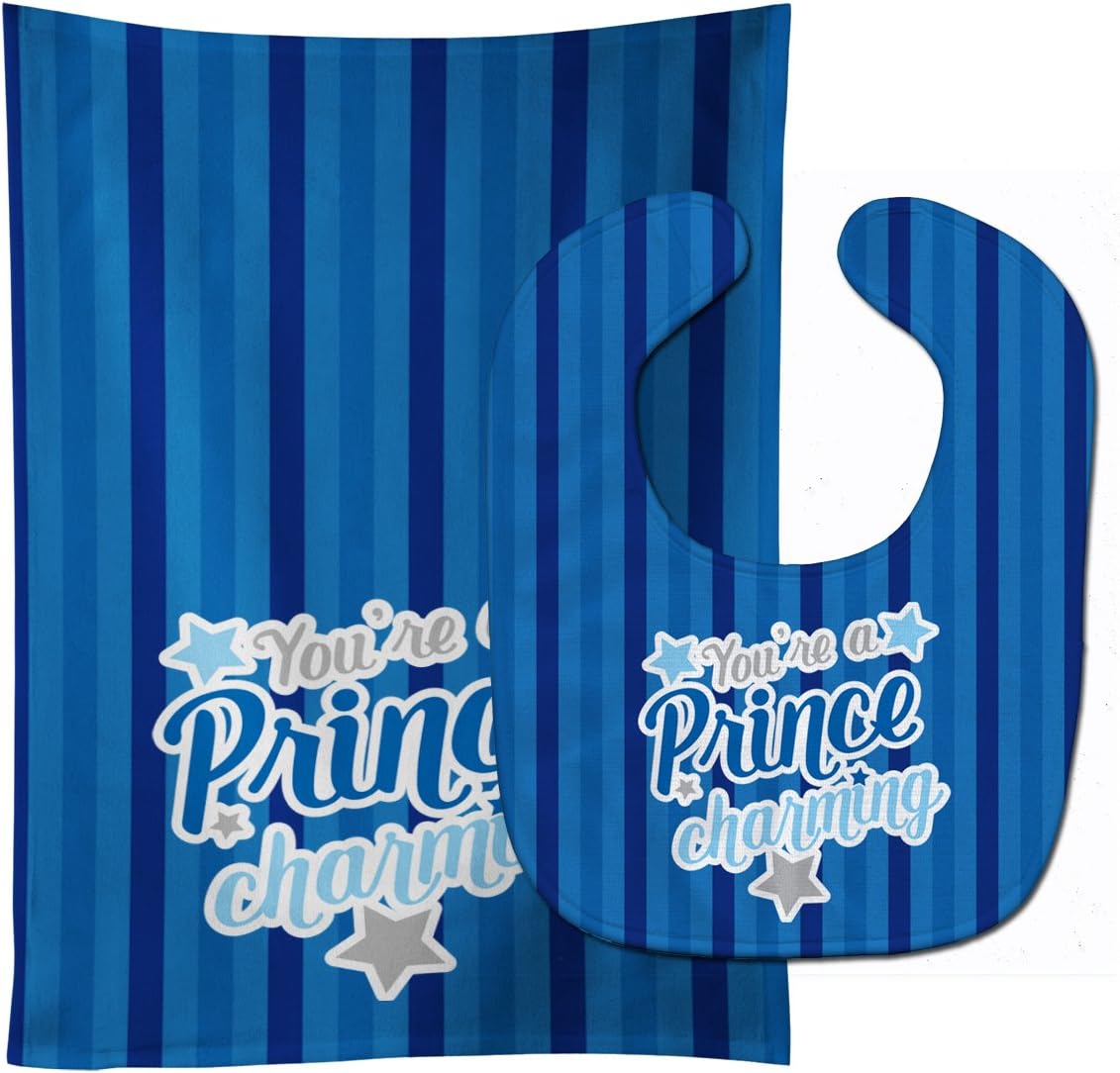 Caroline's TreasuresCaroline's Treasures BB9002STBU You're a Prince Charming Baby Bib & Burp Cloth, 11 x 18", multicolor