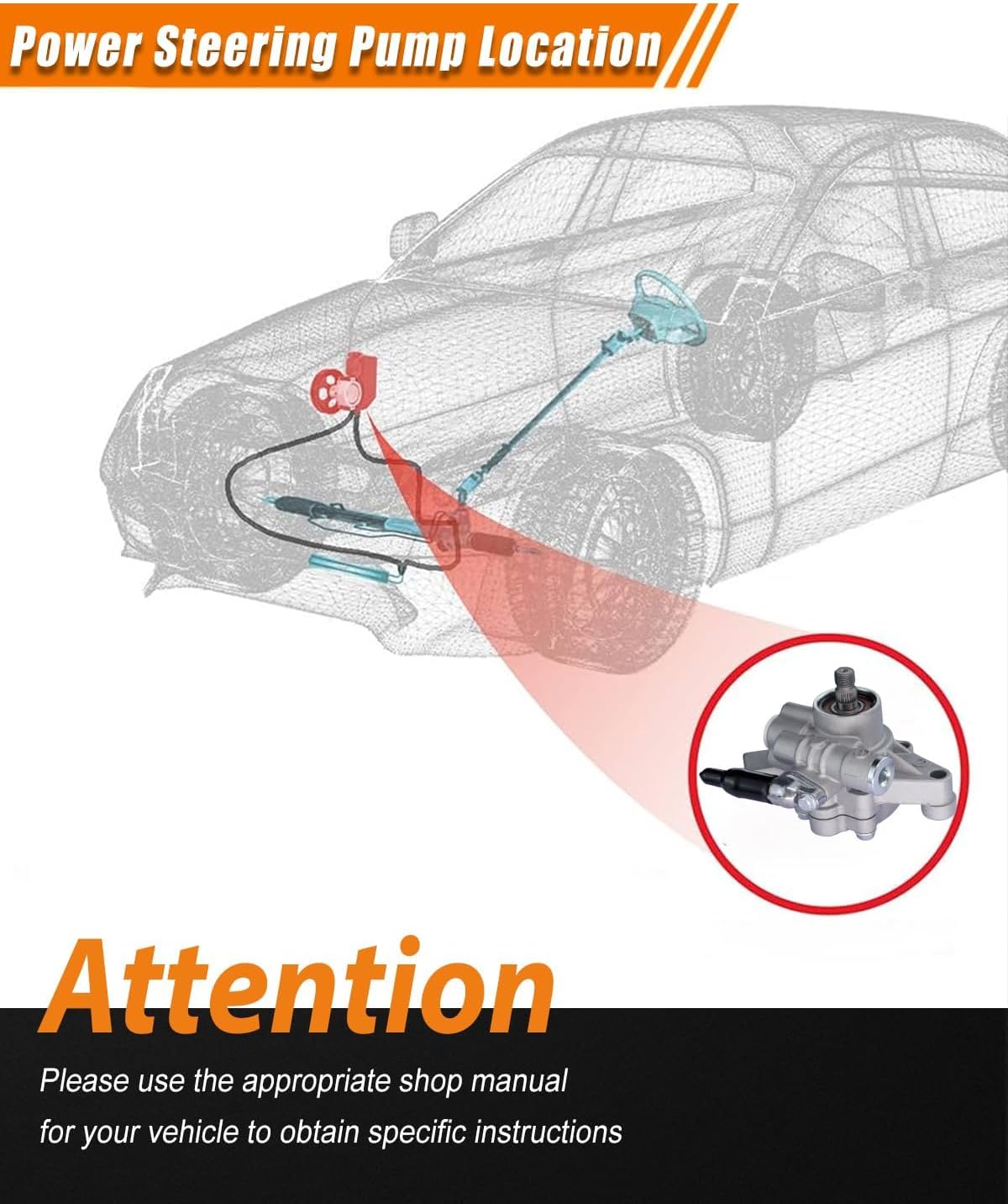 56110P2A003 Power Steering Pump, Power Assist Pump Fit For:-Honda Civic 1996-2000 1.6L CRV 1997-2001 2.0L, For:-Acura EL 1997-2000 L4 1.6L Replace 56110P2A013 56110P2A023 215066 (1 Pack)
