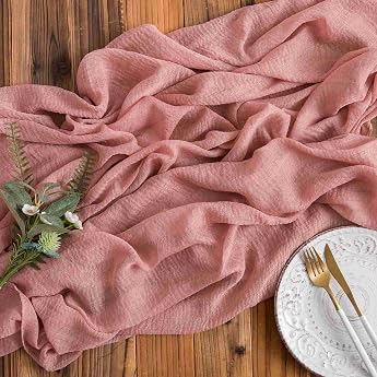 AOKSUNOVA K setuch Tischl ufer Musselin Hochzeit Dekostoff Altrosa