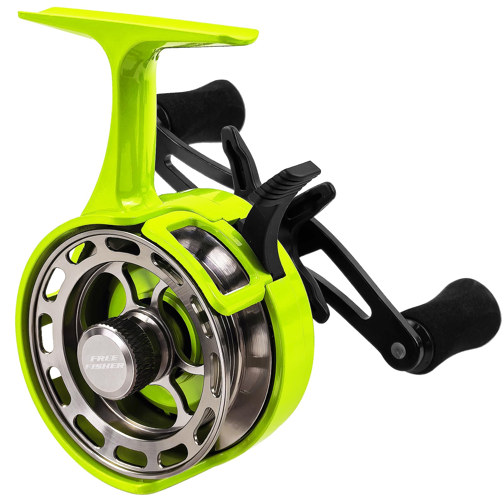 Ice Fishing Reels 3.2:1 Gear Ratio Ultra Smooth 3+1Ball Bearings Strength CNC-machined Aluminum Inline Ice Fishing Reel with Left/Right Hand Retrieve
