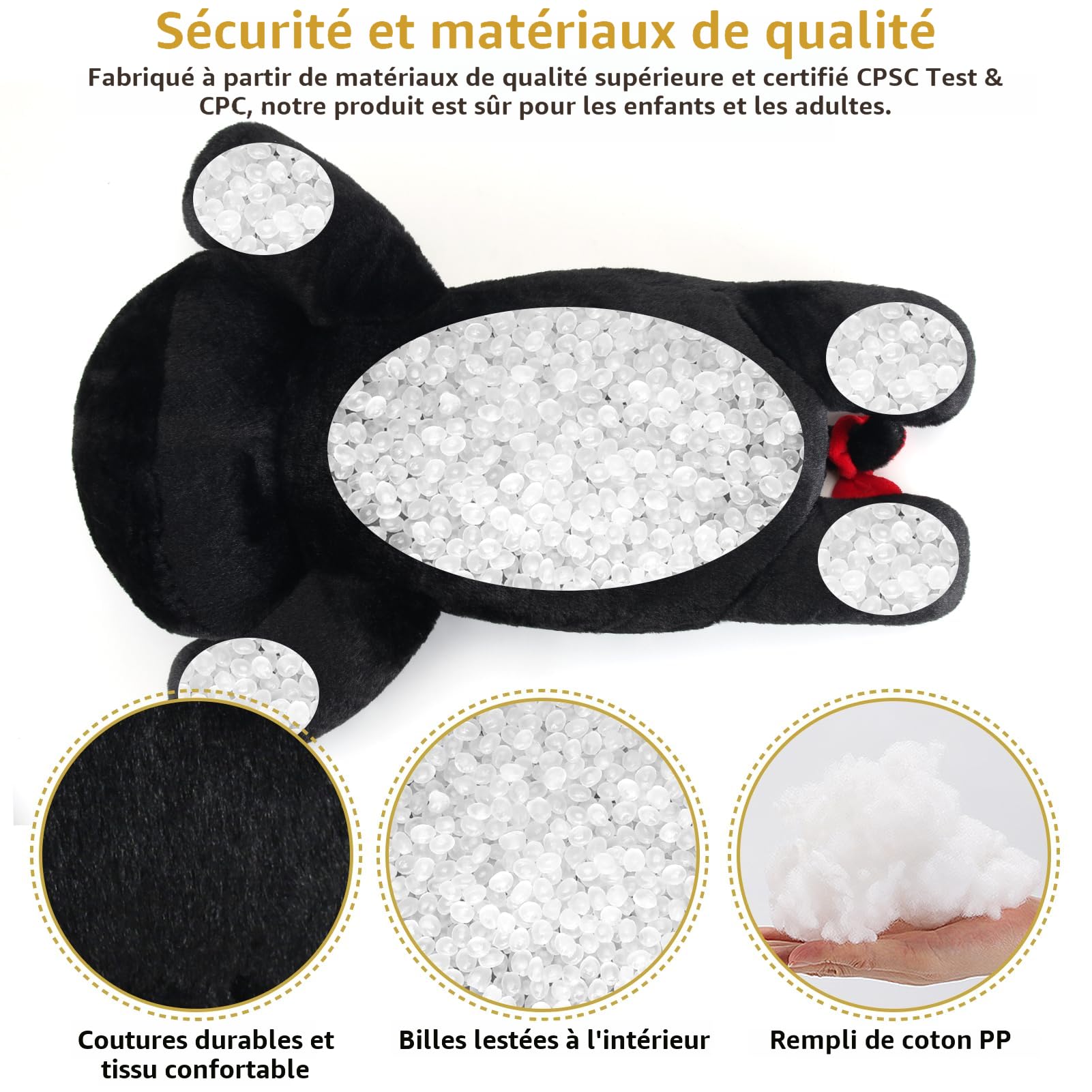 Animaux en peluche lestés en forme de chat de 63,5 cm et 2 kg pour plus de confort, oreillers en peluche câlin et doux pour enfants, grands animaux en peluche avec sac