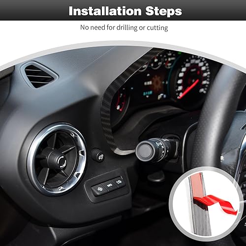 Miniatura 4 de CheroCar Para Camaro Velocímetro Marco Cubierta de Tablero Centro Tacómetro Interior Accesorios Compatible con Chevrolet Camaro 2016-2023 (fibra de