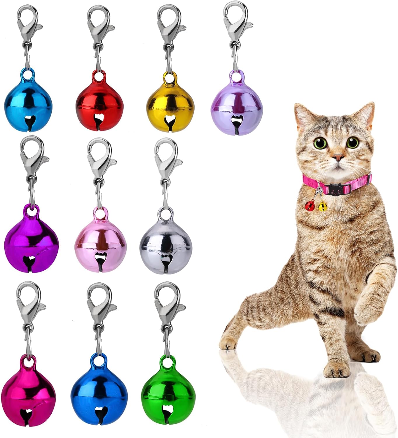 Home 27 10 Pcs Cat Dog Collar Bells, Jingle Bell for Cat Collar,Dog Collar Charms,Colourful Pet Small Bells with Clasps Collar Accessories,Festival Party DIY Crafts Decoration