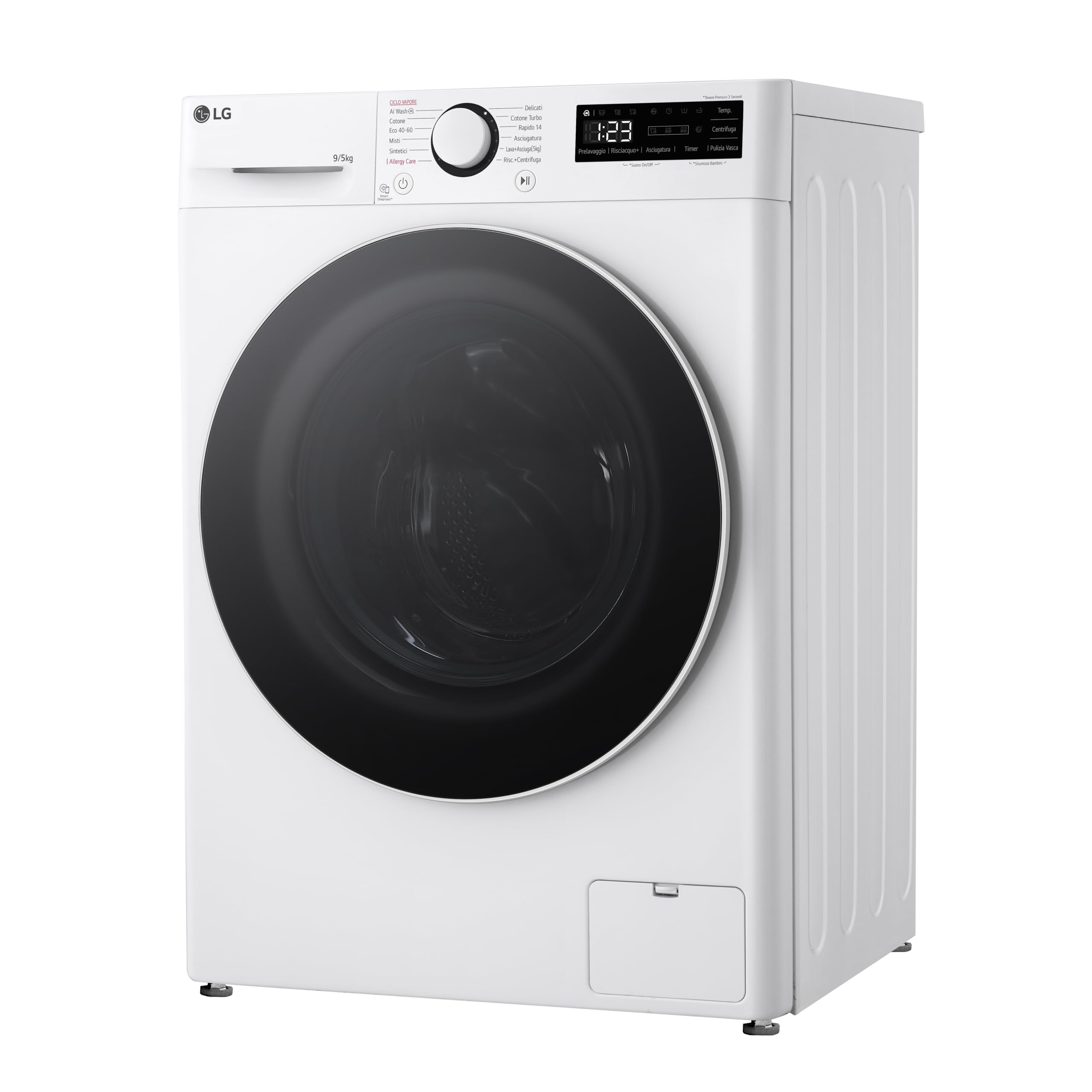 LG D2R5S09TSWW Lavasciuga 9.5 kg, Classe A-10%/E