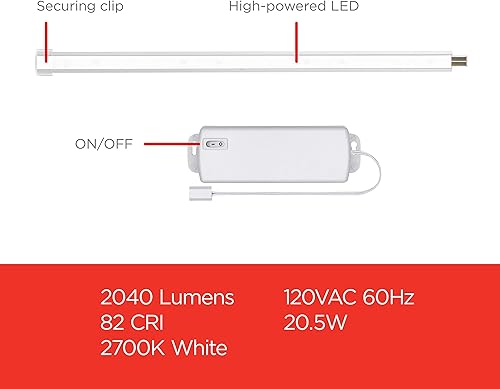 Miniatura 12 de UltraPro Tiras brillantes LED enlazables de 10 pulgadas, paquete de 3, 825 lúmenes, luz blanca cálida de 2700 K, bajo voltaje, iluminación debajo