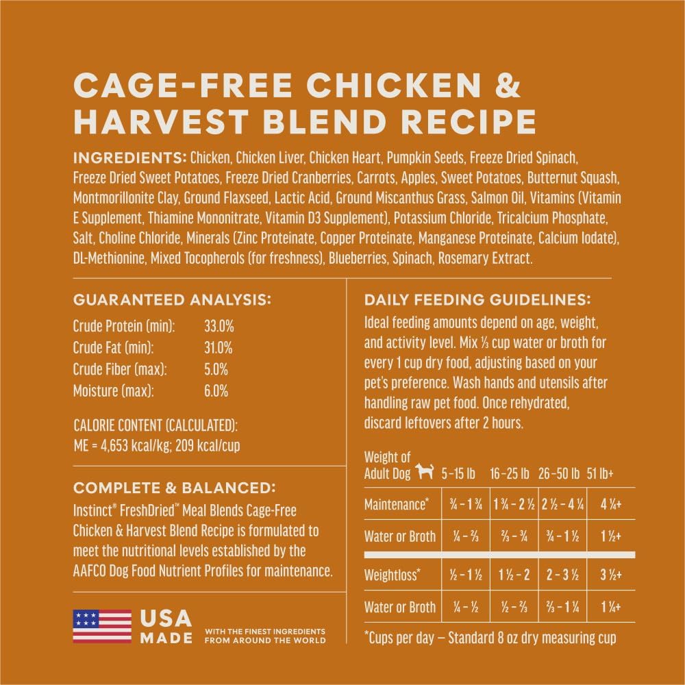 Instinct FreshDried Meal Blends, Freeze Dried Dog Food, Grain Free - Chicken & Harvest Blend, 23 oz. Bag