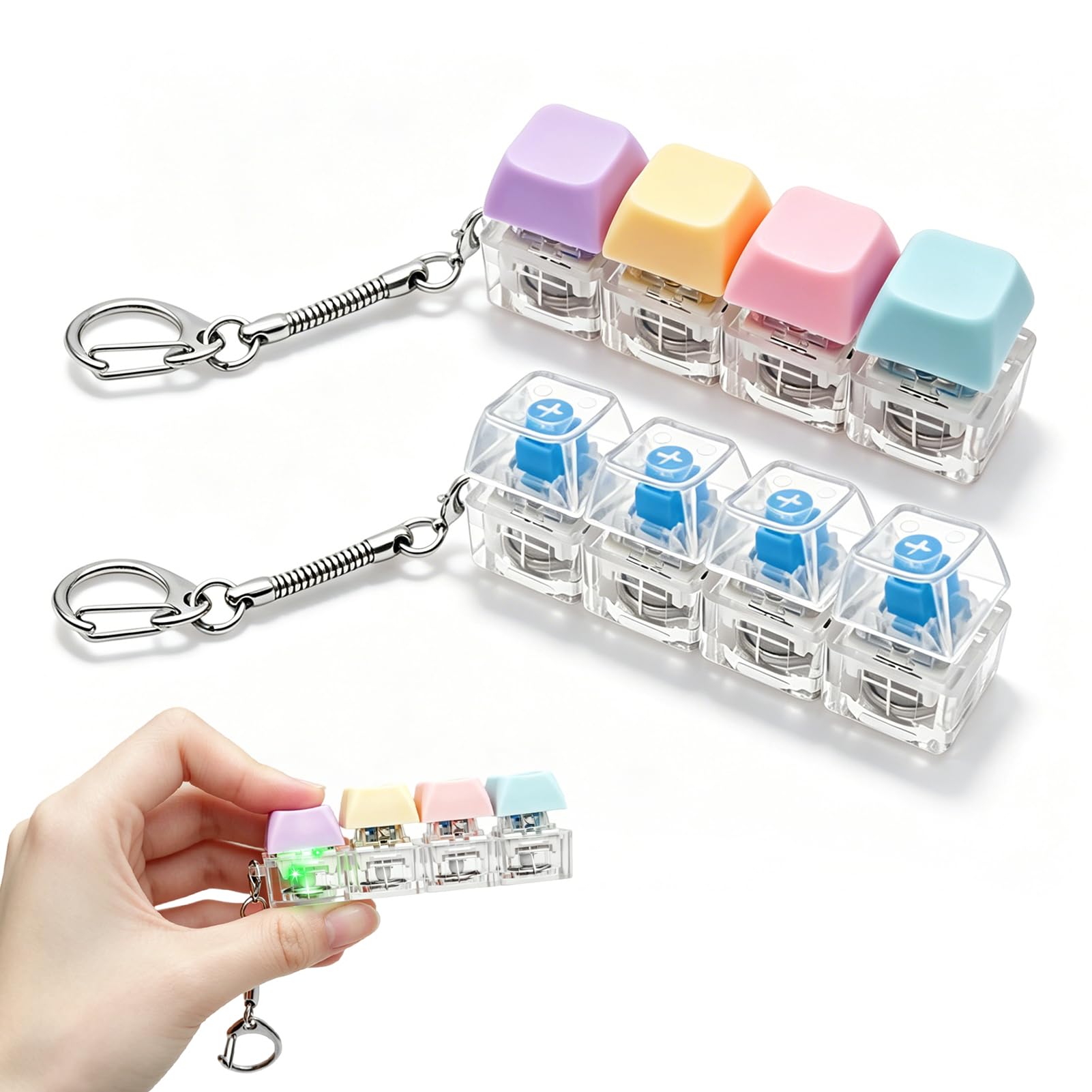 TaimeiMao Juguete Teclado Fidget, Mini Teclado Transparente, Llavero Fidget de Teclado, Teclado Antiestrés, Alivio del Estrés, Juguetes Antiestrés para Pasar el Rato para Hombres y Mujeres — view 10