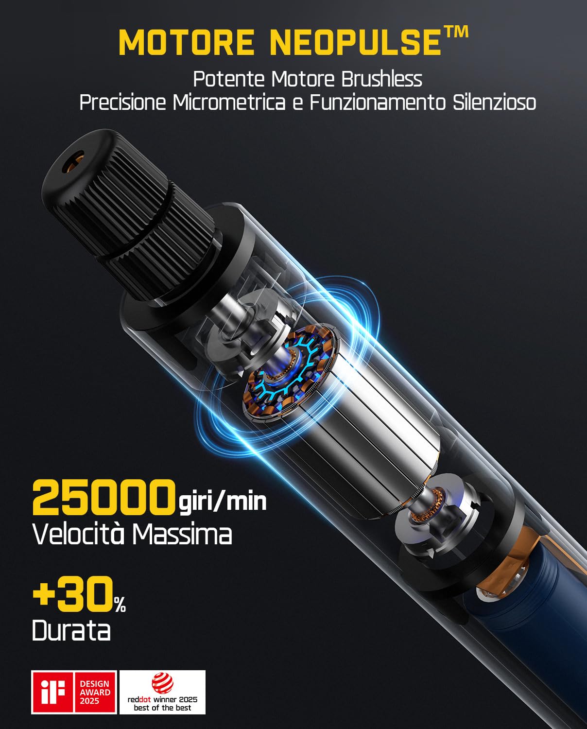 Fanttik F2 Master di Mini Trapano Elettrico, Motore NeoPulse 25000 Giri/Min, 5 Velocità, 35 Accessori, Penna per Incisione, per Levigatura, Lucidatura, Foratura, Stampa 3D e Fai da Te