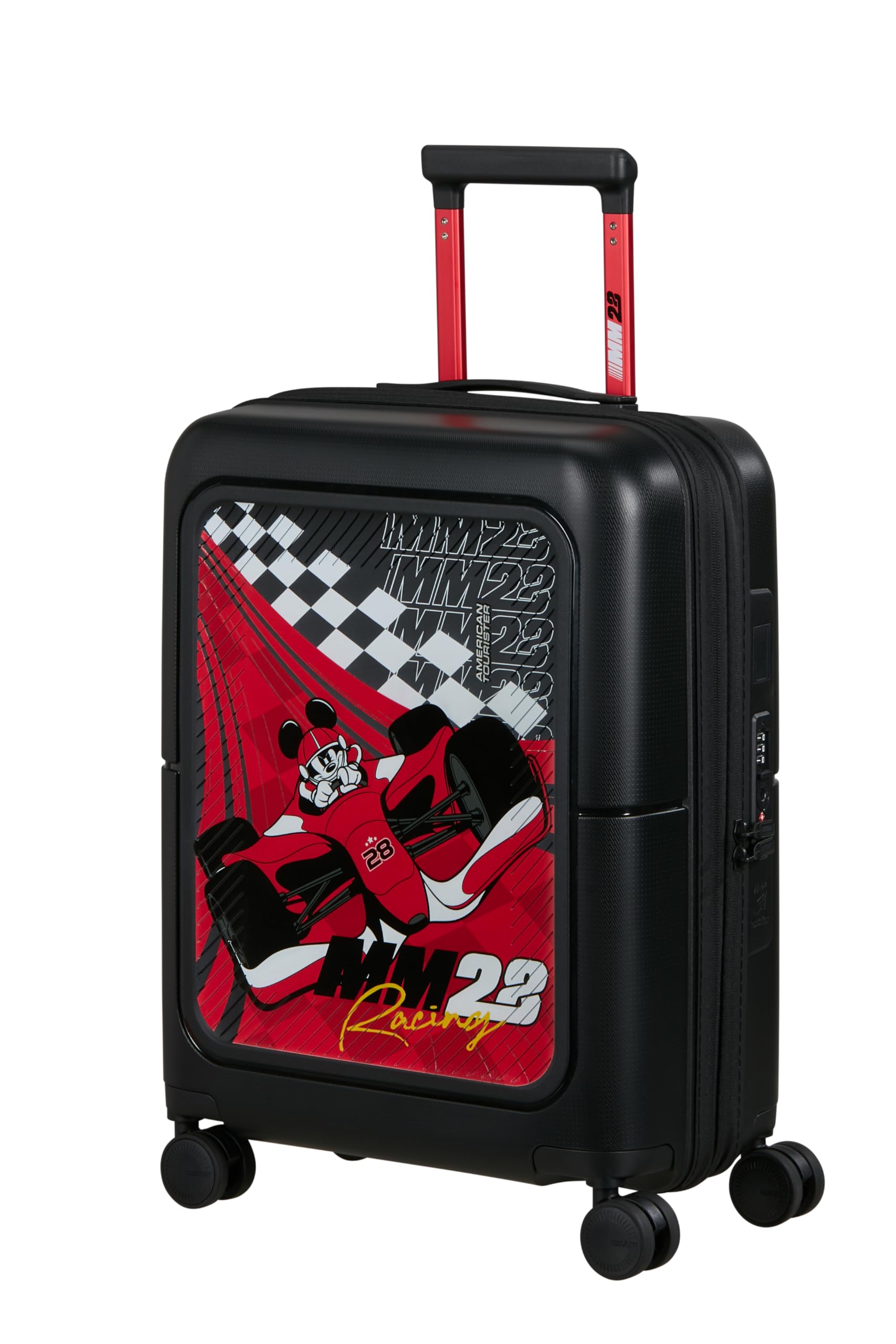 American Tourister Dashpop Disney - Carry-on Suitcase 55x40x20/23 cm, Expandable Hardside Cabin Trolley for Ryanair & Most Airlines, 41/47L, Racing Mickey