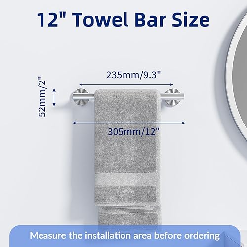 Miniatura 2 de AmazerBath Toallero de baño de 12 pulgadas, toallero de mano para baño montado en la pared, toallero pequeño de acero inoxidable 304 para cocina,
