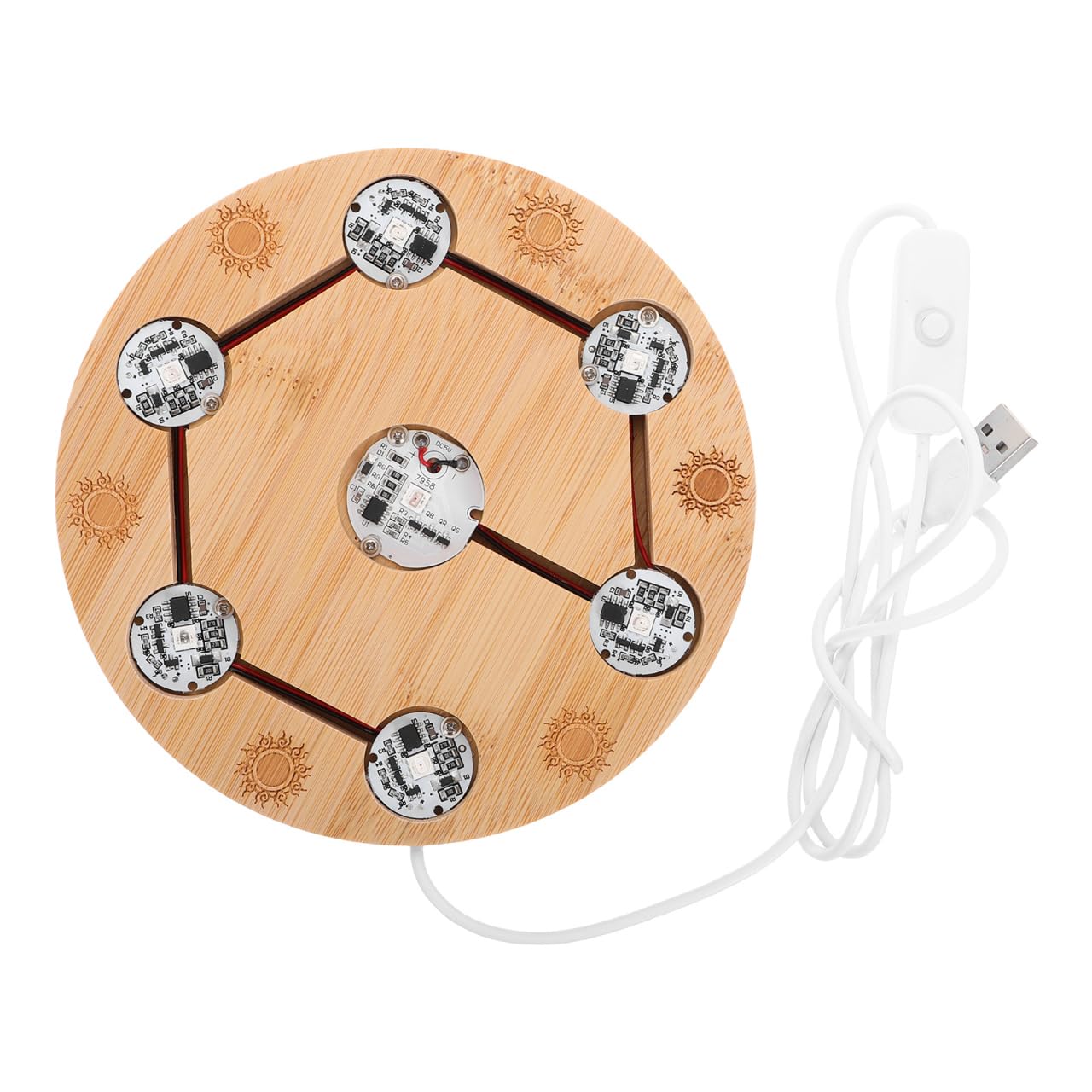 Support de centre de table en bois pour boule de cristal avec socle LED lumineux chic