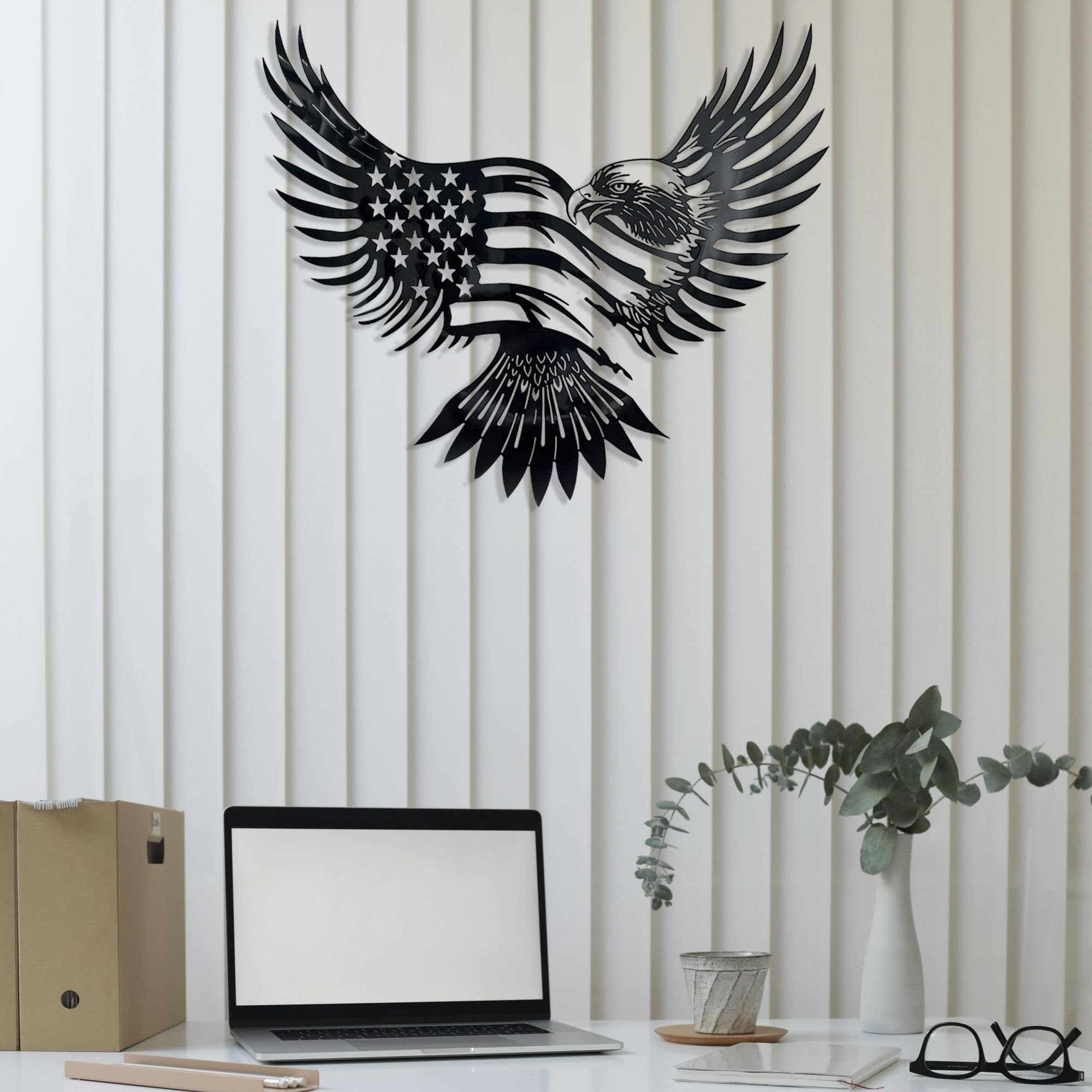 Patriotic Bald Eagle American Flag Metal Wall Art, 4th of July Independence Day Decoration Indoor Outdoor Garage Decor, Veterans Day Gift for Men