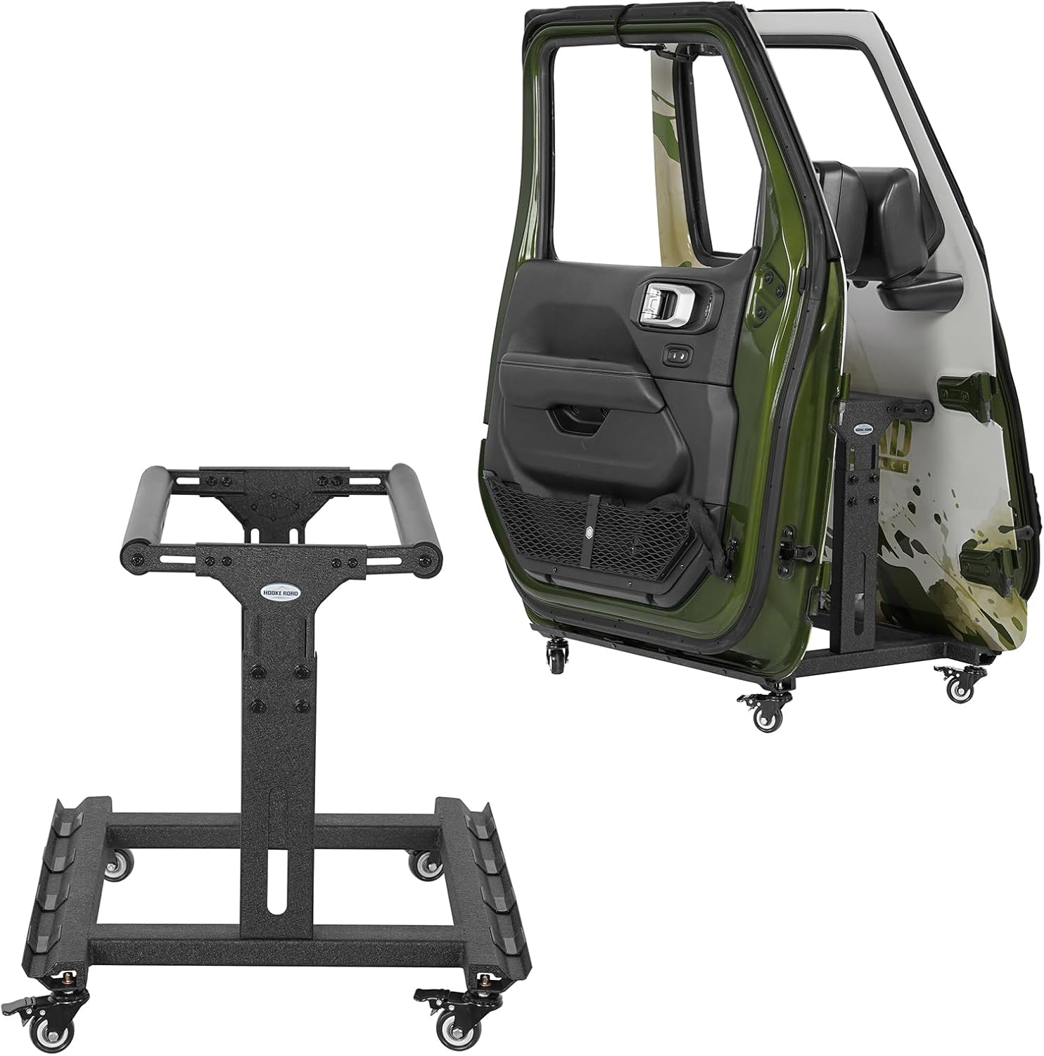 u-Box Doors Storage Cart Hanger Rack Bracket Compatible with 1981-2026 Jeep CJ-8 Wrangler TJ JK JKU JL JLU Gladiator JT 2/4 Doors & 2021-2026 Ford Bronco