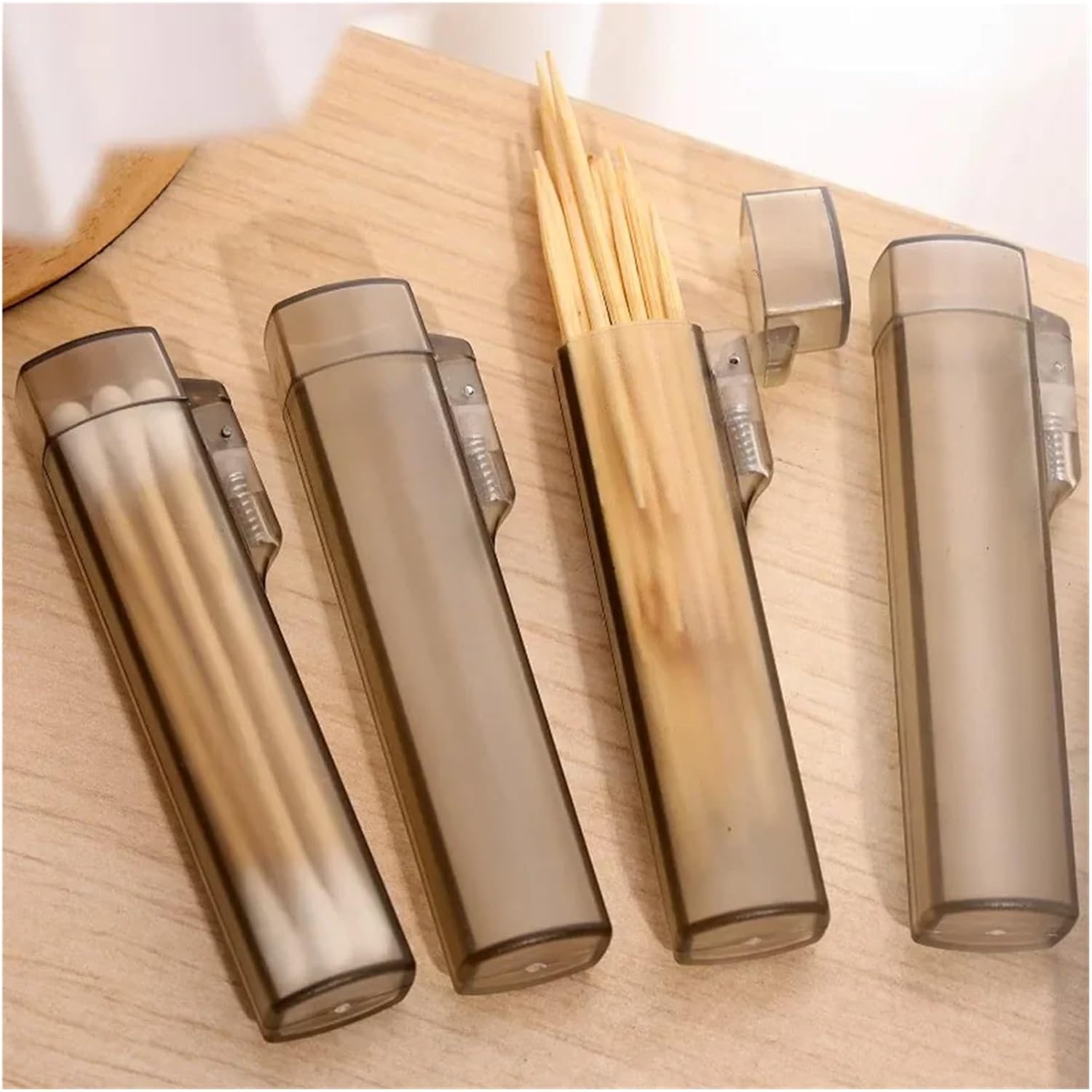 Toothpick Holder Dispenser 40pcs Portable Toothpick Holder Transparent Toothpicks Dispenser Case Cotton Swab Needle Storage Boxes for Outdoor Travel Supplies
