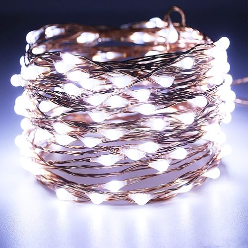 Miniatura 2 de RUICHEN Guirnalda de luces USB de 20 pies, 120 luces LED con interruptor de encendidoapagado, luces de alambre de cobre impermeables para