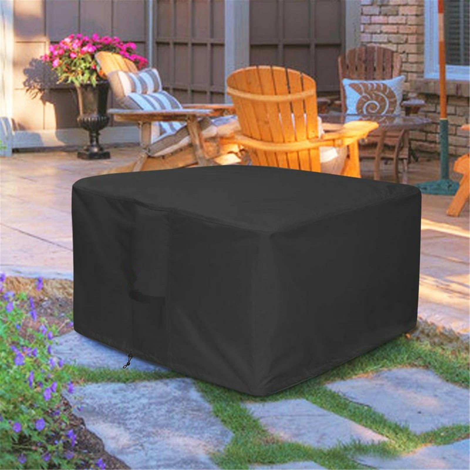 Housse De Brasero | Housse De Table Carrée pour Brasero à Gaz | Housse De Protection Imperméable pour Foyer De Jardin | pour Meubles De Foyer De Terrasse (92x92x61cm,Noir)