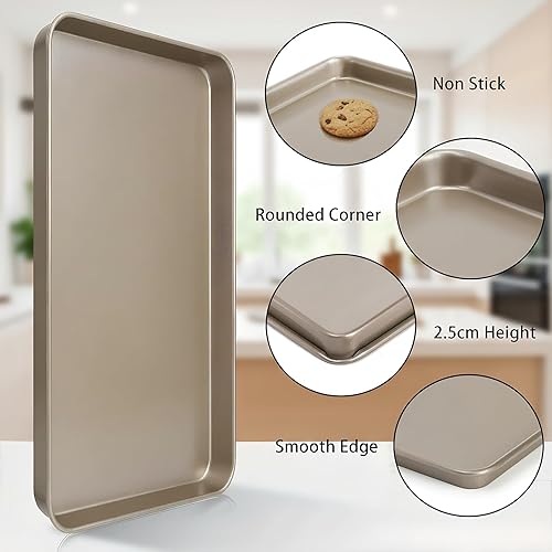 Miniatura 3 de Nicunom Juego de 2 bandejas para tartas de 11.8 x 17.5 pulgadas, bandejas antiadherentes para hornear, tostadora, horno, bandeja para hornear,