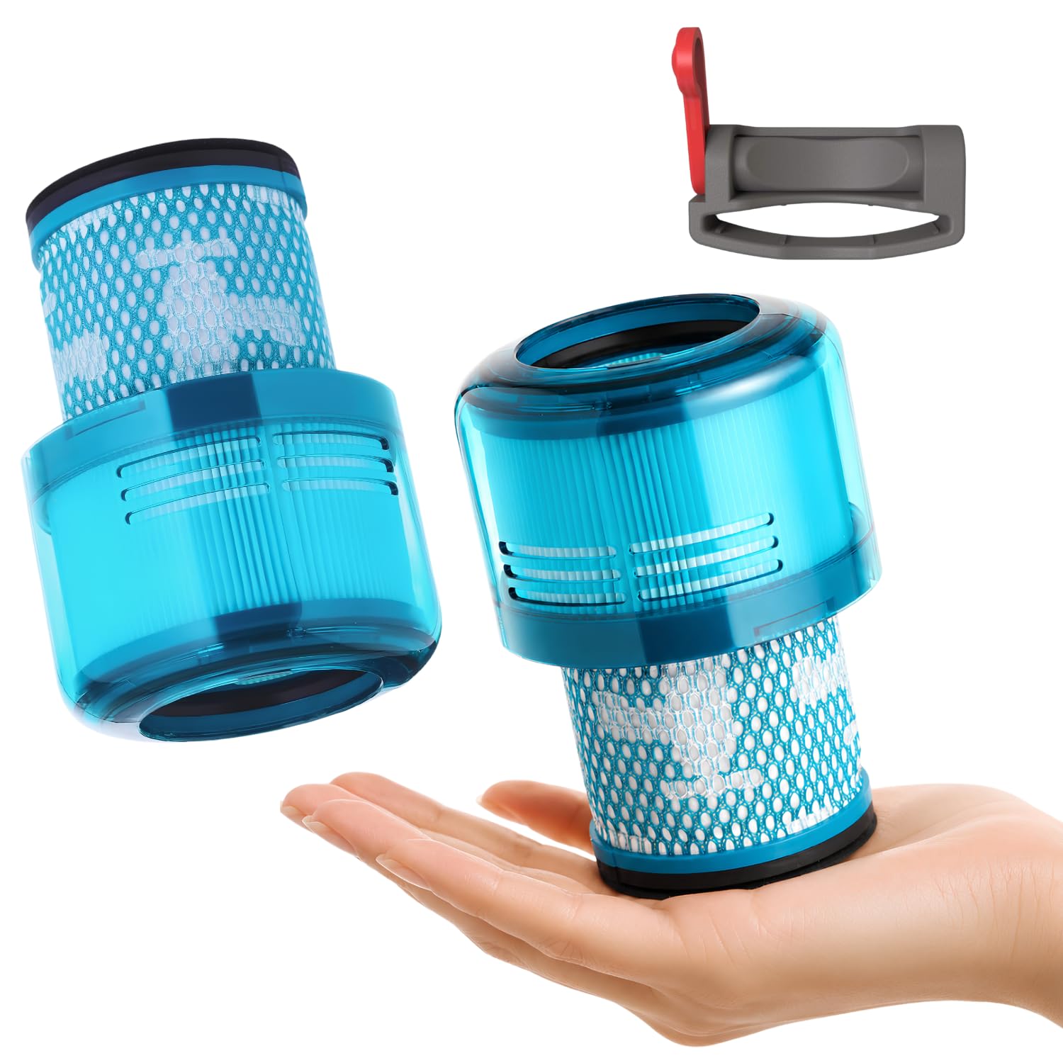 Dyson V15 Filter, 2-Pack Premium True HEPA Replacement Filters Compatible with Dyson V15, V15 Absolute/Submarine, V11 Animal, V11 Completed/Absolute, V11 Filter with Trigger Clamp, Part no. 970013-02
