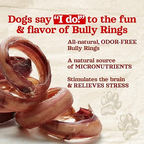 Miniatura 2 de Natural Farm Bully Sticks sin olor en forma de anillo (3-4 pulgadas, paquete de 10)  100% masticables de carne de res para más compromiso y