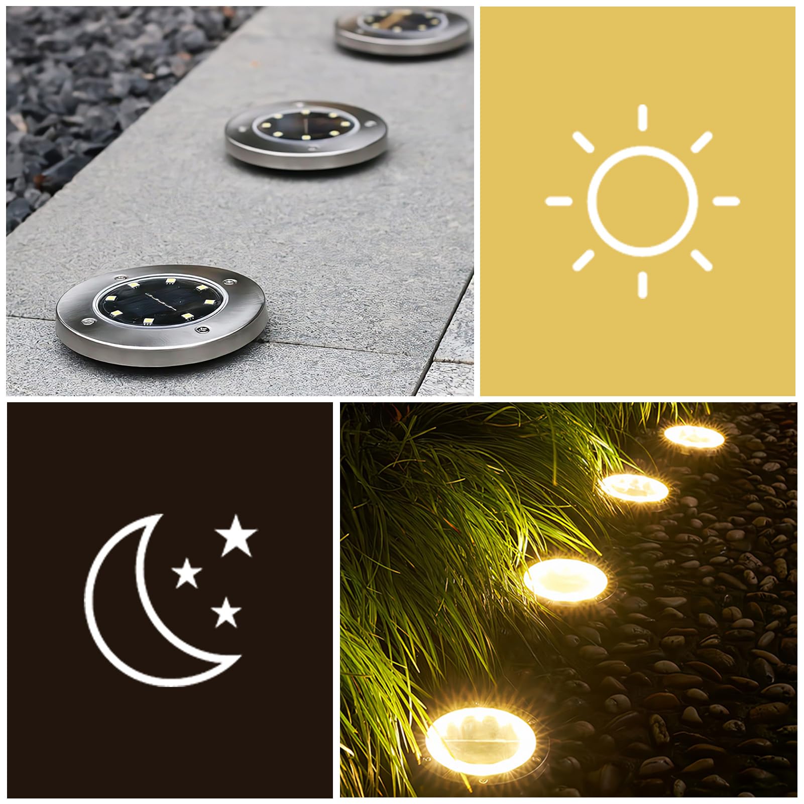 Solar Ground Lights Outdoor, 12 LED Solar Powered Lights In Ground