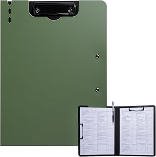 Clipboard Folder, A4 Foldable Clipboard with Horizontal and Vertical Double Metal Clips, 360 Degree Foldable Binder Clipboards with Pen Holder, File Cover Work Folder Clipboards, Green