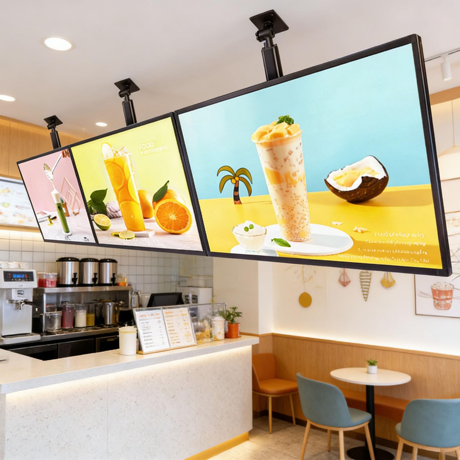 ekran informacyjny reklamowy, cyfrowy wyświetlacz ścienny LED do reklamy, podświetlane menu LED do restauracji, obrotowy i pochylony ekran reklamowy LED 3 szt.-60 × 90 cm