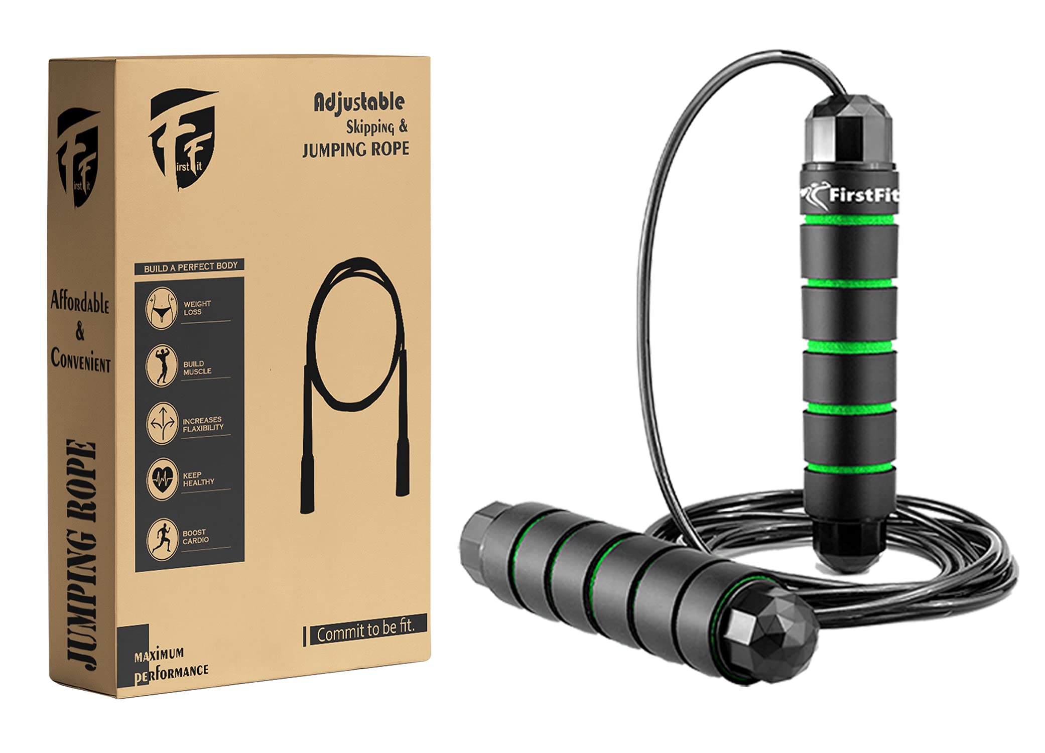 See full amazon price history chart for FirstFit Jump Rope Tangle-Free Rapid Speed Jumping Rope Cable with Ball Bearings for Women, Men, and Kids, Adjustable Steel Skipping Rope with Foam Handles for Gym Fitness - Black & Green FirstFit Jump Rope Tangle-Free Rapid Speed Jumping Rope Cable with Ball Bearings for Women, Men, and Kids, Adjustable Steel Skipping Rope with Foam Handles for Gym Fitness - Black & Green (B0963YRTZP) Amazon Price History, Amazon Price Tracker