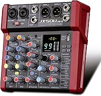 Vista 1 de Mezclador de audio UM-33 ZZ3, consola de tablero de sonido DJ de 6 canales con efecto 99 DSP, entrada Bluetooth 48V Phantom Power estéreo USB XLR