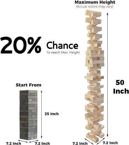 Vista 13 de SPORT BEATS Juego de torre mediana Juegos al aire libre Juego de apilamiento de 54 bloques Incluye bolsa de transporte Natural