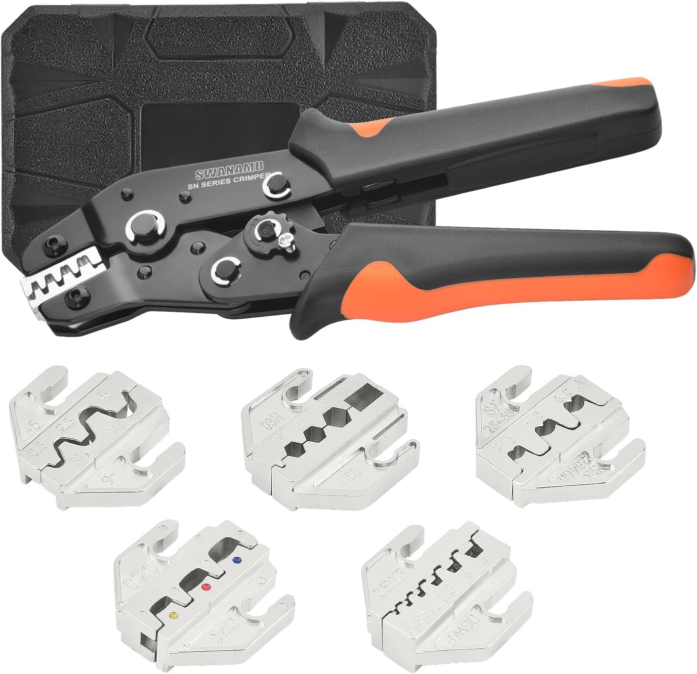 Crimping Tool Set, 7.5-inch Pliers with 5 Interchangeable Jaws, Professional Wire Crimper Kit with Storage Case