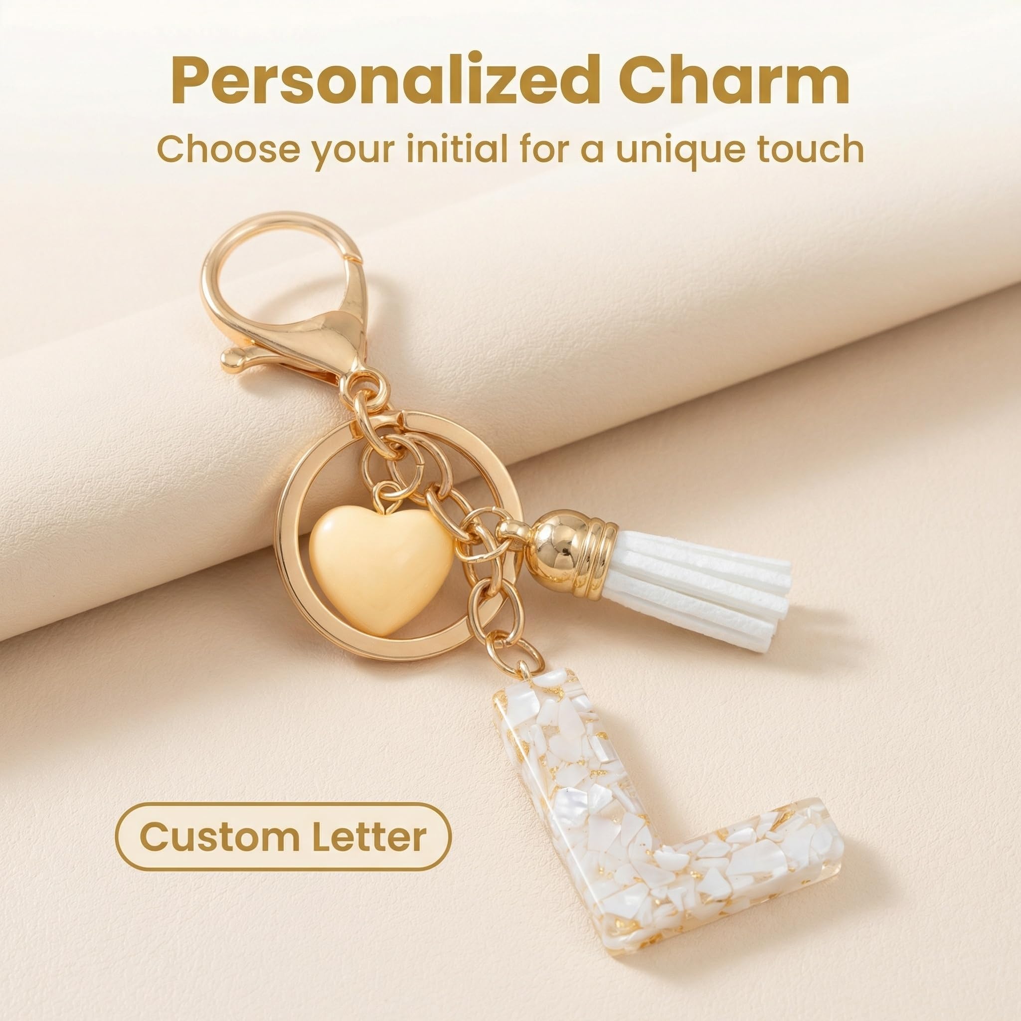 Llaveros Letras Corazón Blanco, Regalo Original para Novia,Llaveros Personalizados con Iniciales para, Porta Llaves Romántico para Mochila y Coche — view 4