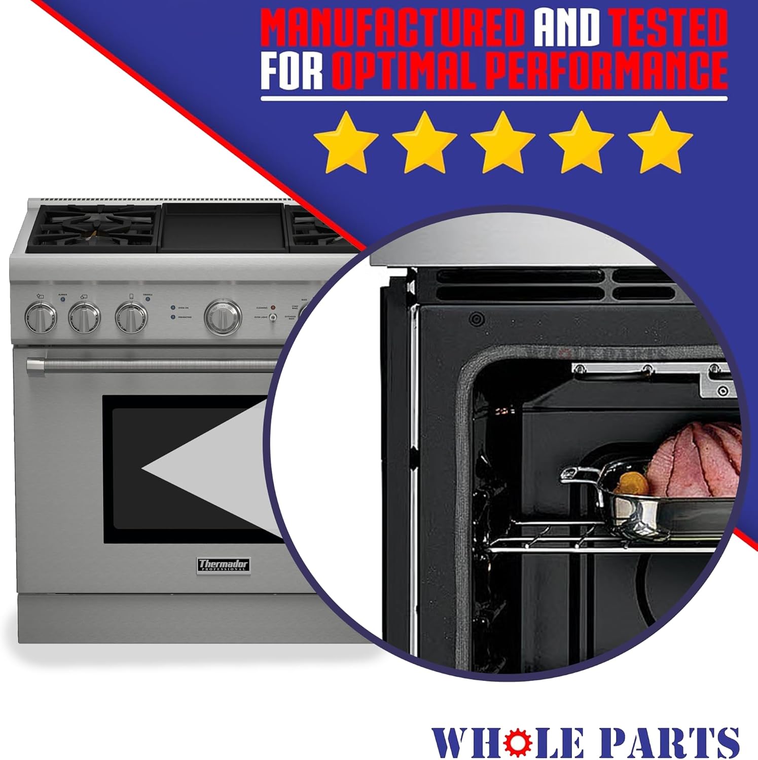 Upgraded Whole Parts Range Oven Door Seal Gasket (Including 36 Clips) Part# 00686195 - Replacement and Compatible with Some Thermador Ranges or Ovens
