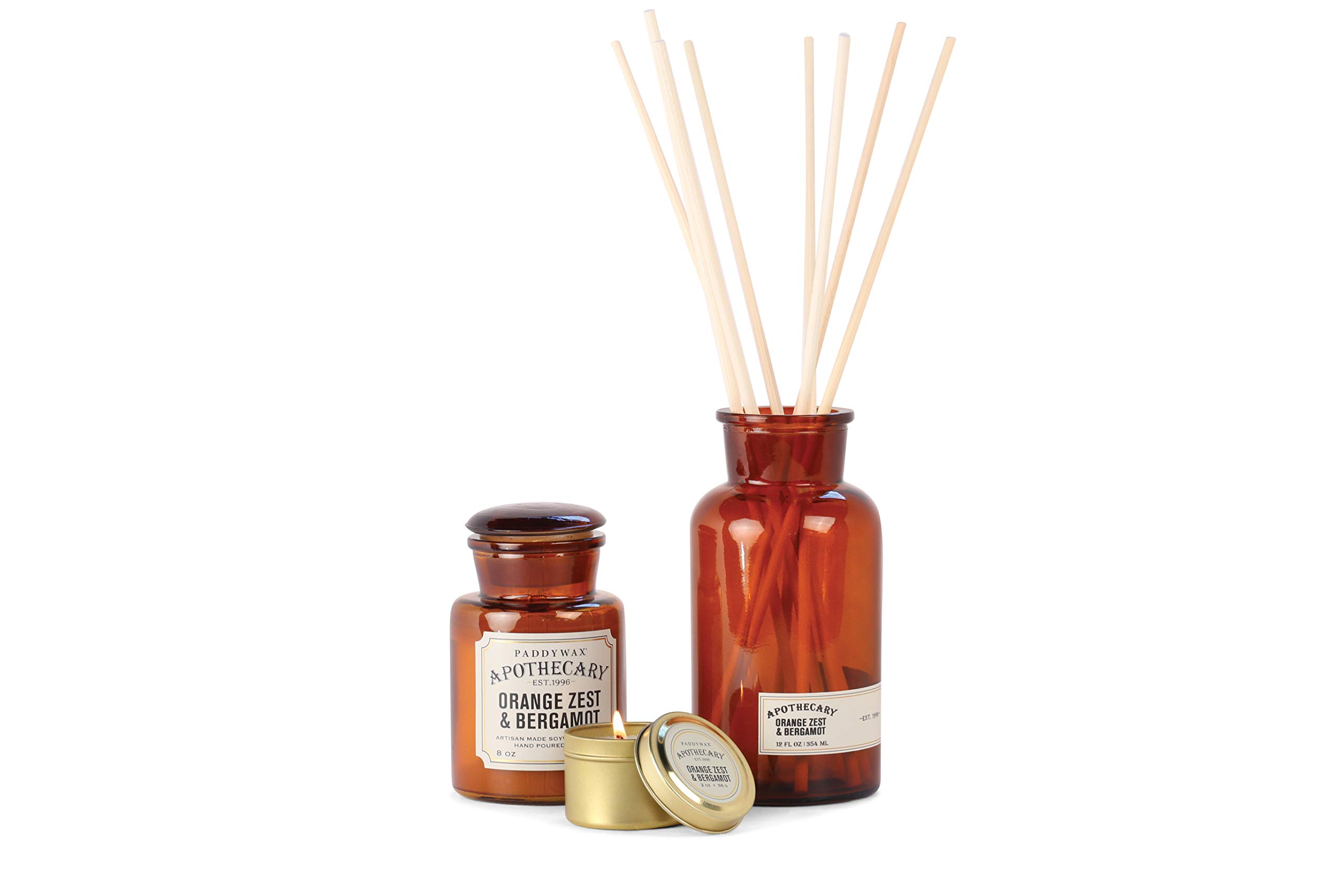 Paddywax Apothecary Collection Scented Travel Tin Candle, 2-Ounce, Orange Zest & Bergamot