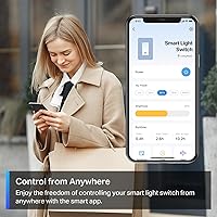 Vista 8 de TP-Link Tapo - Interruptor de atenuación inteligente Matter: control por voz, temporizador y programación, instalación fácil, requiere cable neutro