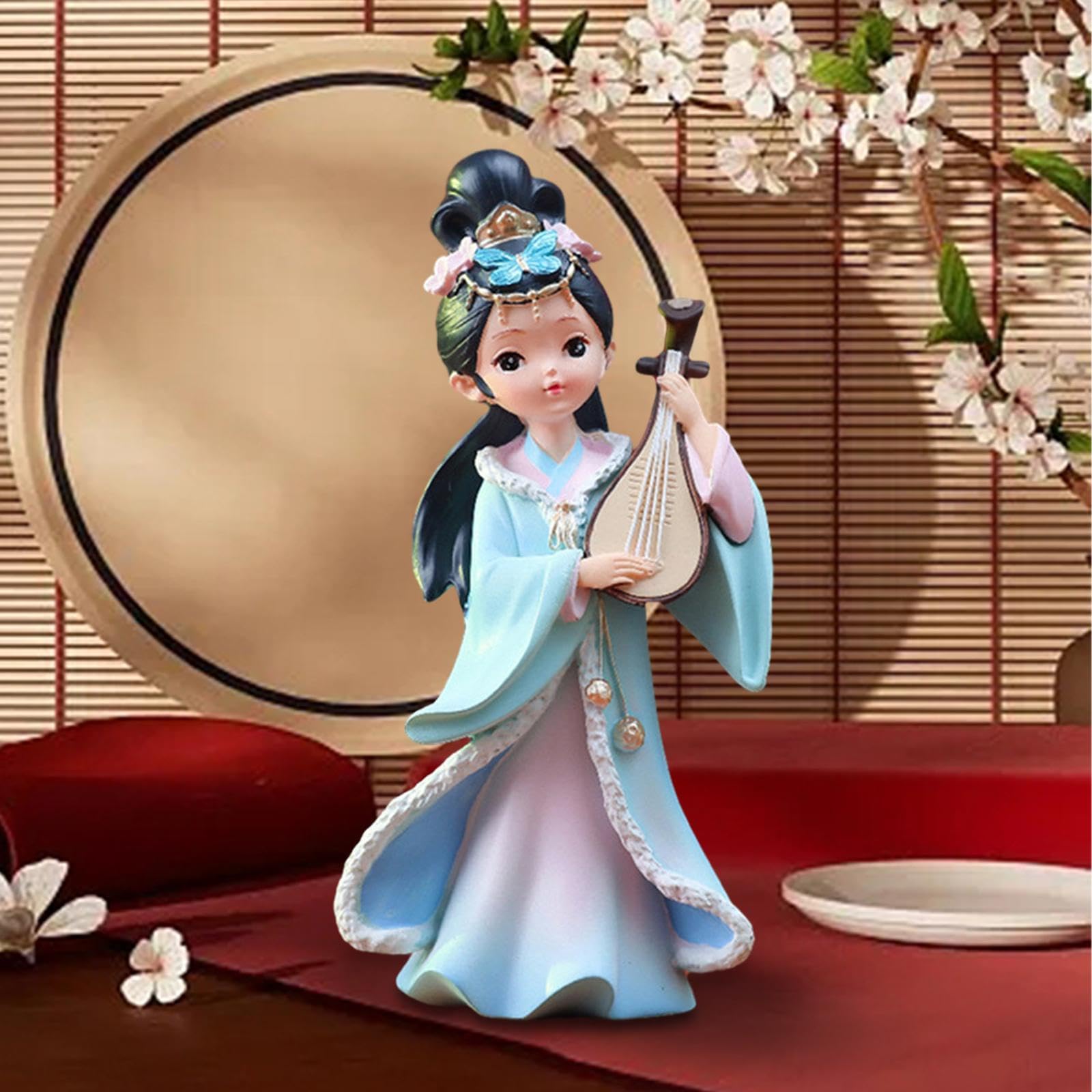 古代中国の多彩な楽器を持つ陶器製美人女性像セット　骨董品 骨董 中国古美術 陶磁器 美人彫刻 アンティーク 置物 林偉東