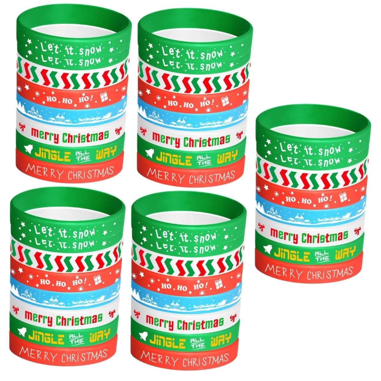 VICASKY 40pièces Bracelets Silicone Décoratifs De Noël Lot De Accessoires Festifs Pour Garçon Fille Et Adultes Parfaits Pour Fêtes Et Événements De Noël