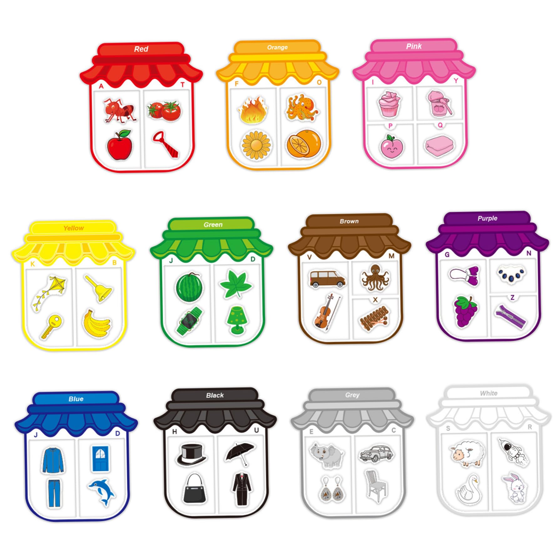 Aimants pour Les Tout-Petits, Jeu de tri des Couleurs magnétiques pour Les aimants d'entraînement cognitif pour Les Enfants avec 11 Couleurs et 44 Alphabet et vocabulaire