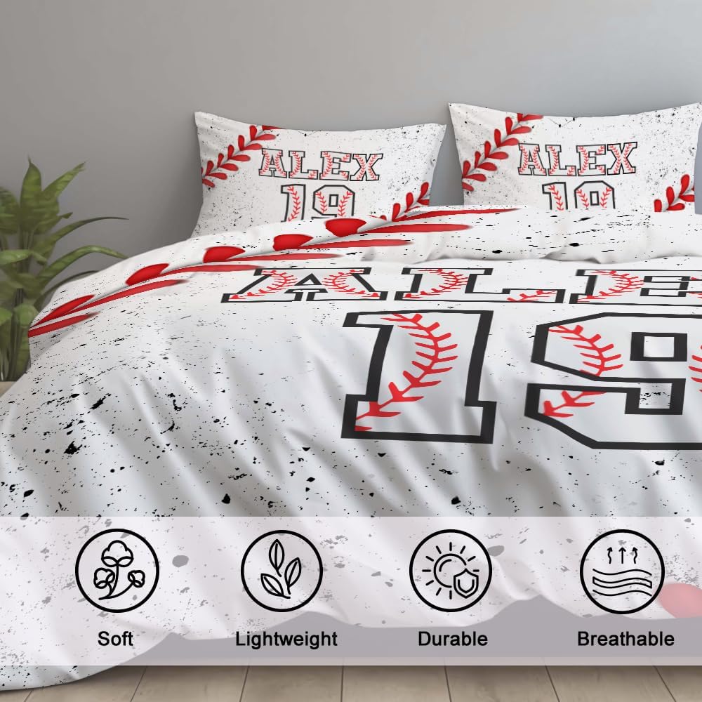 Custom Baseball Bedding Set - Twin, Full, Queen, King - Ultra-soft & Light Quilt, Printed Baseball Bedspread & Comforter - Boys' Sports Bedroom Decor