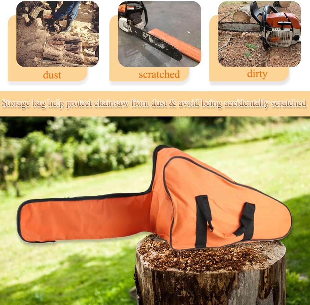 Chainsaw Bag Carrying Case Fits 18"/20“ Saw - 600D Heavy Duty Chainsaw Protect Garden Anti-Scratched Tool from Dust & Scratched (Orange, 18") image 4