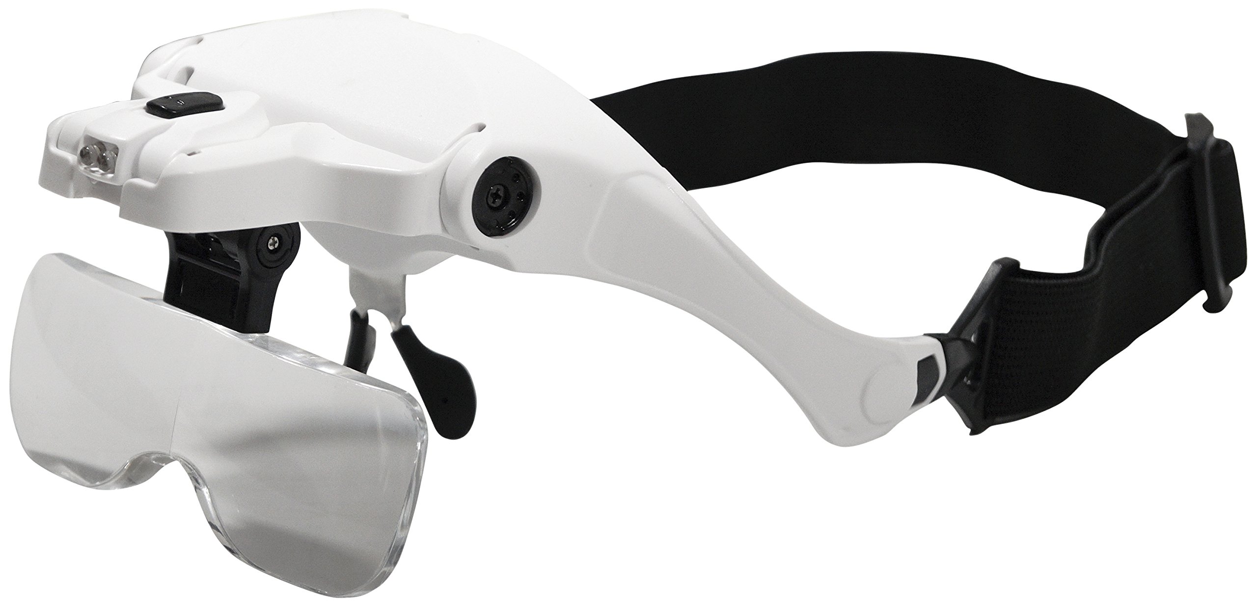 Eagle Adjustable Headband Magnifier Glasses Supplied with 5 Lenses 1 0X 1 5X 2 0X 2 5X 3 5X and Led Light, for Handsfree Inspection, Reading, Jeweller and Craft Work