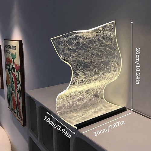 Miniatura 6 de Huazzzyi Lámpara de ambiente curvada creativa Cool Night Light Decoración futurista Luz de ondulación de agua Futurista Único Led Iluminación de