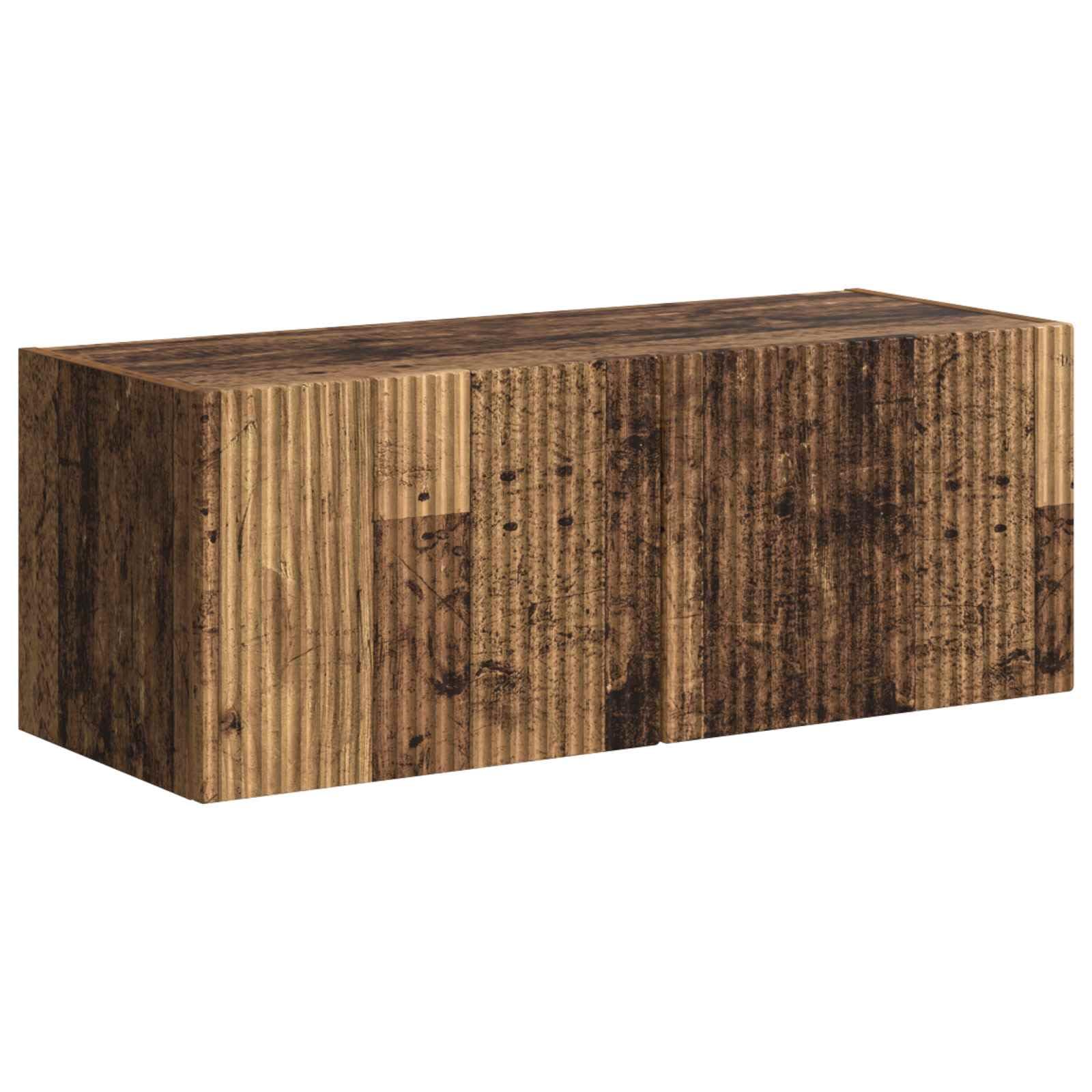 TV-Schrankset Wandmontiert, 6-teilig, Altholz, Holzwerkstoff, Modernes Media Center mit Stauraum, für Wohnzimmer, Schlafzimmer, 98 x 31 x 29,5 cm