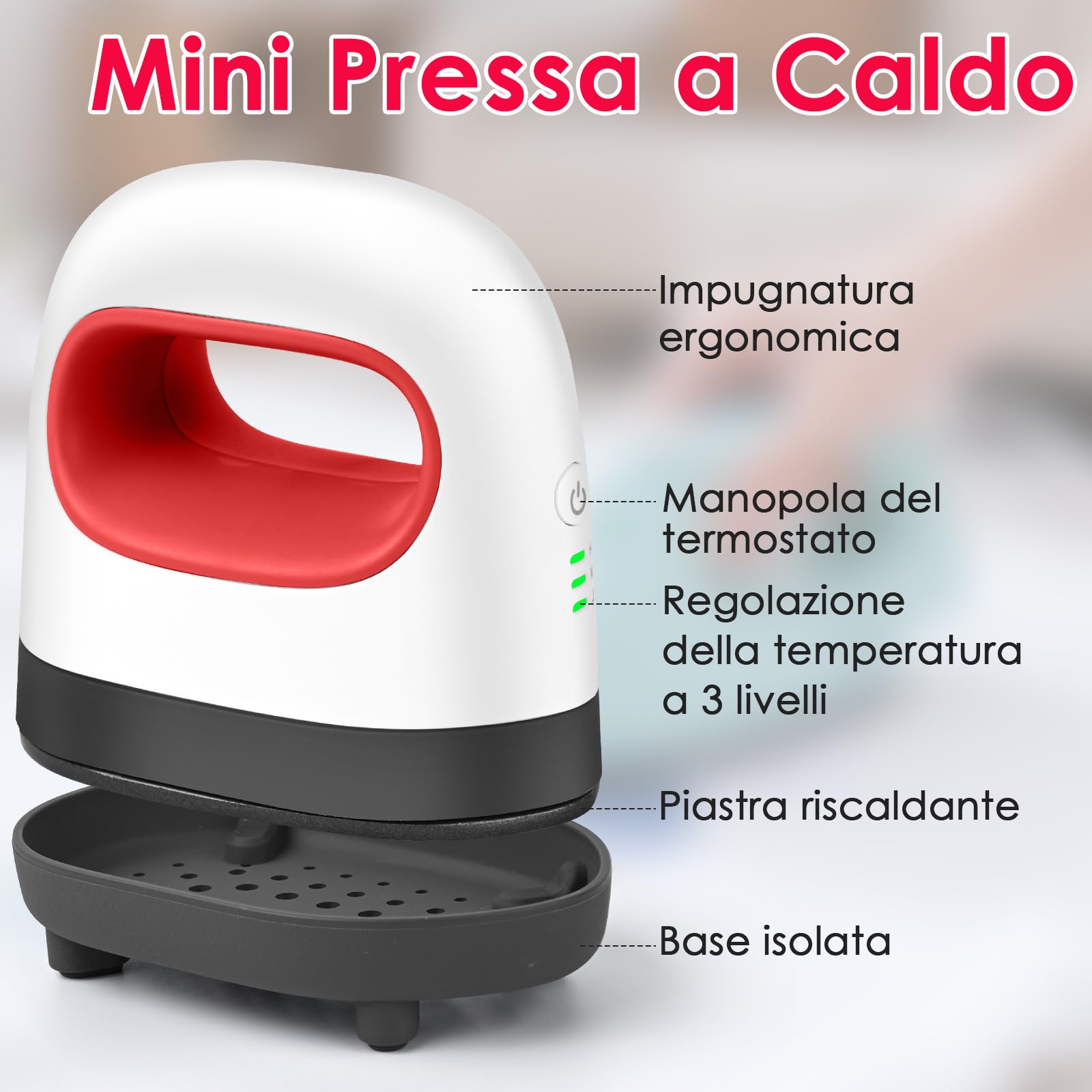 Mini Pressa a Caldo, Stampante per Tessuti con 3 Modalità, Pressa a Caldo Portatile per T-shirt, Cappelli, Scarpe, Borse