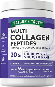 Natures Truth Multi Collagen Peptide Complex Powder | 9 Oz | 10 Types of Collagen | Unflavored | Keto Friendly, Non-GMO & Gluten Free Supplement